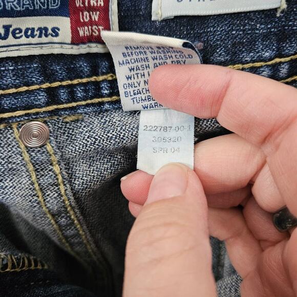 VNTG Y2K 2004 Old Navy Blue Jeans Ultra Low Waist Bootcut Denim Cargo Sz 16 XL - Picture 8 of 8